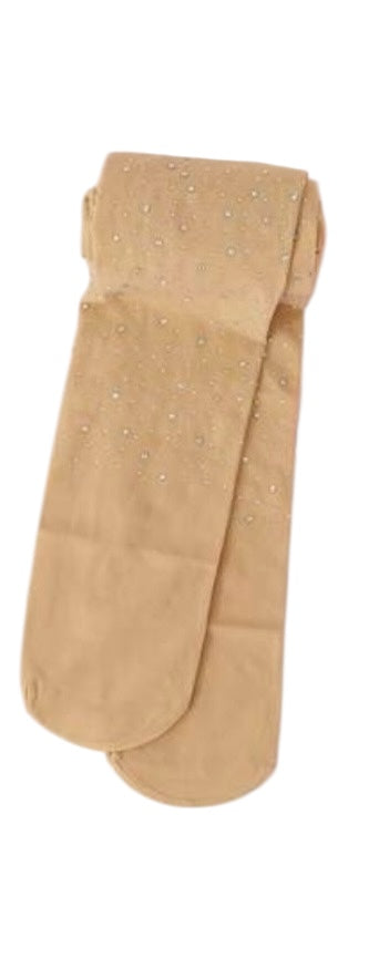 Beige Rhinestone Tights